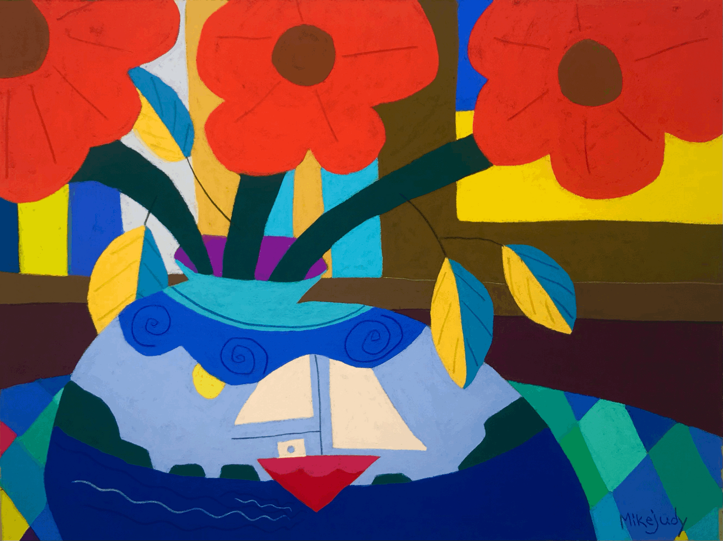 The Sailboat Vase wth Poppies
